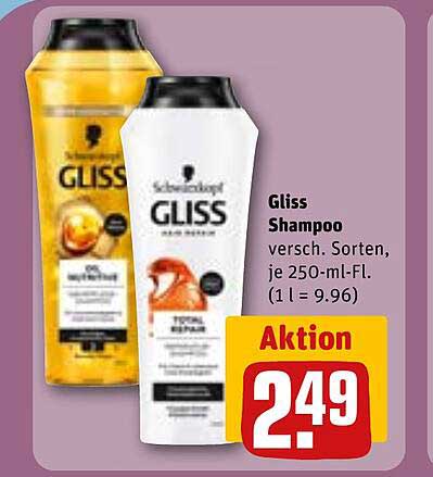 Gliss Shampoo verschiedene Sorten, 250 ml-Flasche