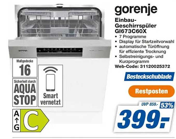 gorenje Einbau-Geschirrspüler GI673C60X