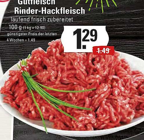 Gutfleisch Rinder-Hackfleisch laufend frisch zubereitet