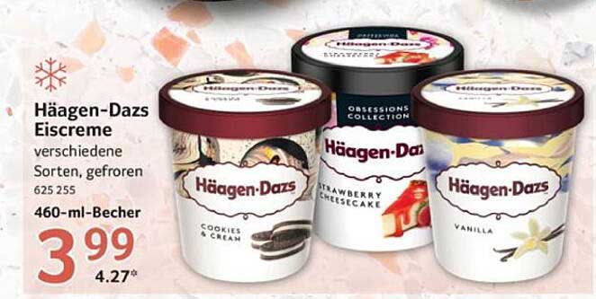 Häagen-Dazs Eiscreme verschiedene Sorten, gefroren