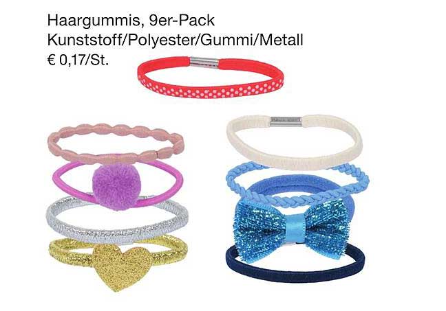Haargummis, 9er-Pack