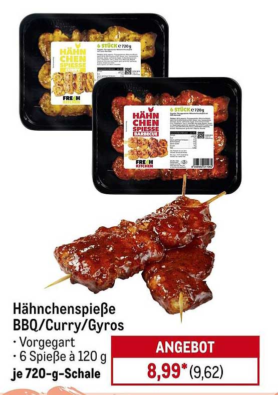 Hähnchenspieße BBQ/Curry/Gyros