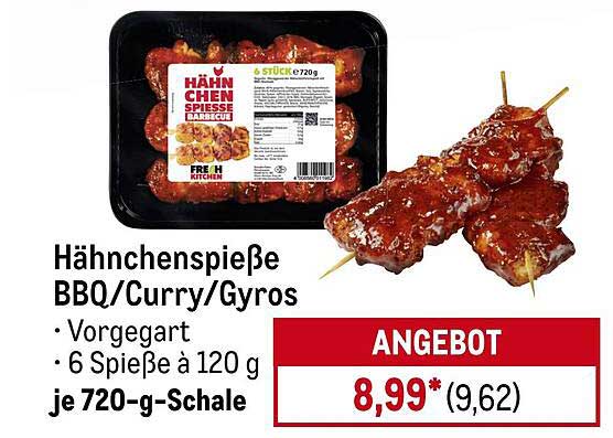 Hähnchenspieße BBQ/Curry/Gyros