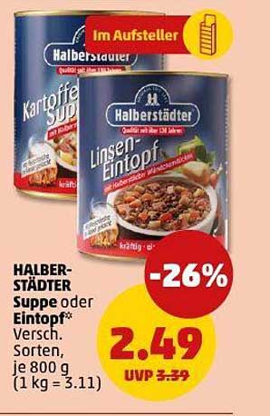 HALBERSTÄDTER Suppe oder Eintopf, 800 g - 26% Rabatt!