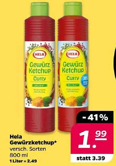 Hela Gewürzketchup Curry 800 ml - jetzt nur 1,99 €