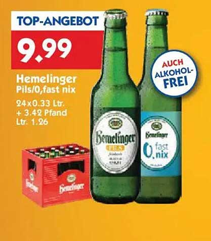 Hemelinger Pils/0, fast nix - Alkoholfreies Bier im Angebot!