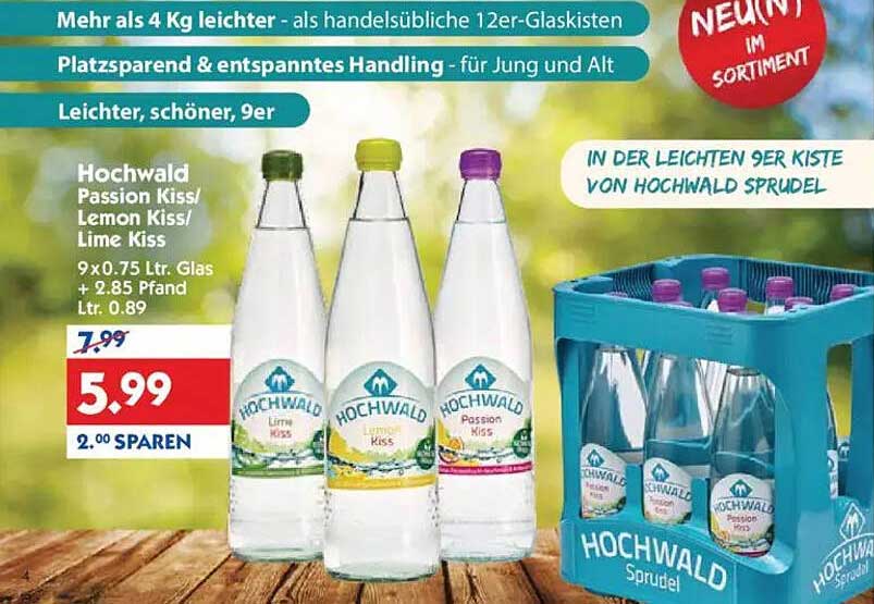 Hochwald Sprudel Passion Kiss / Lemon Kiss / Lime Kiss 9er Kiste