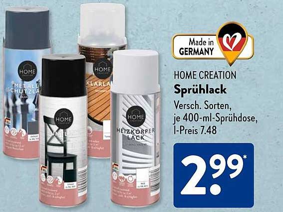 HOME CREATION Sprühlack - Verschiedene Sorten, je 400-ml-Sprühdose