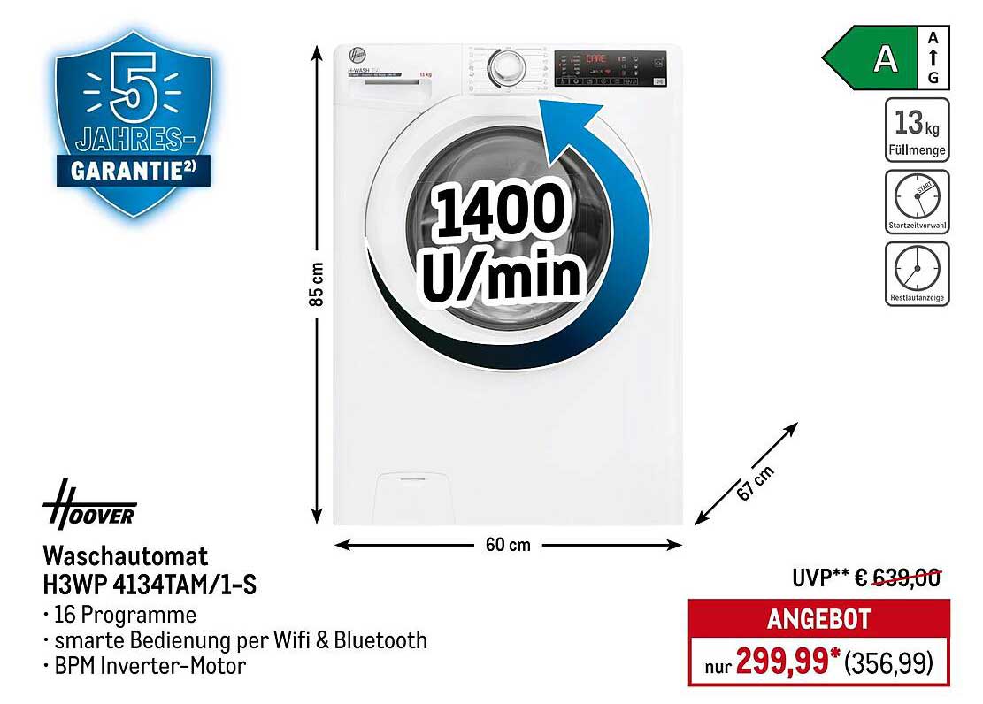 Hoover Waschautomat H3WP 4134TAM/1-S