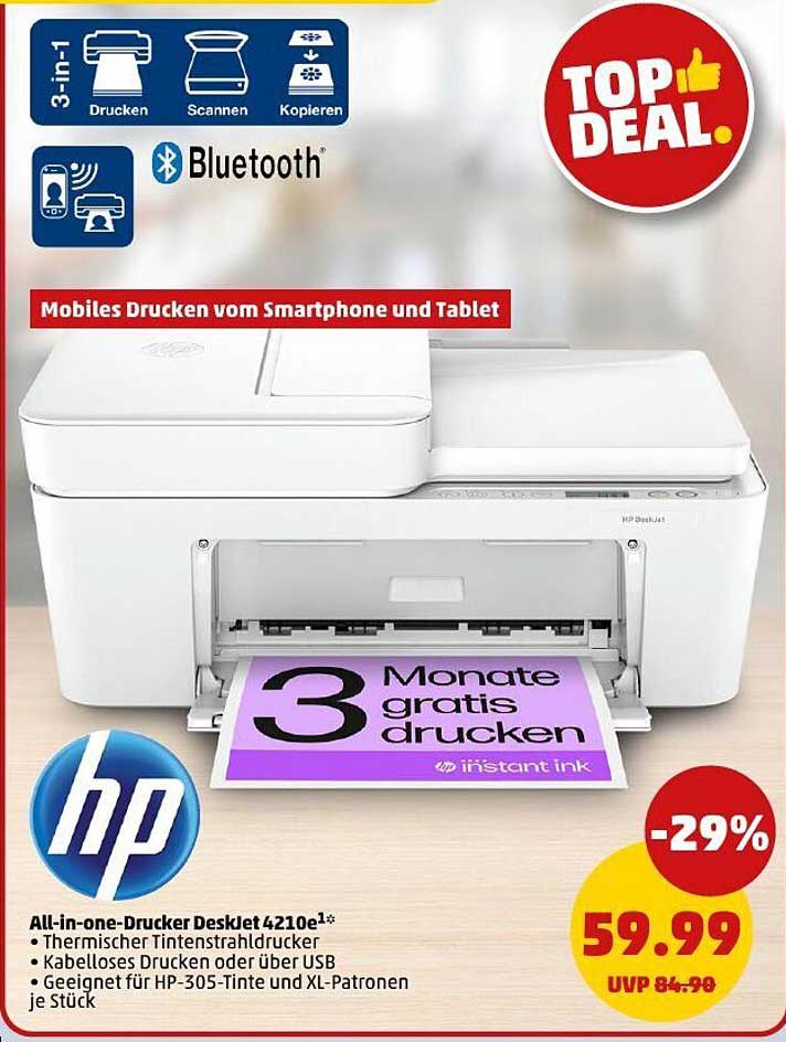 HP DeskJet 4210e All-in-One Drucker - Mobiles Drucken vom Smartphone und Tablet