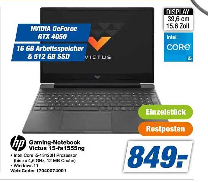 HP Gaming-Notebook Victus 15-fa1555ng