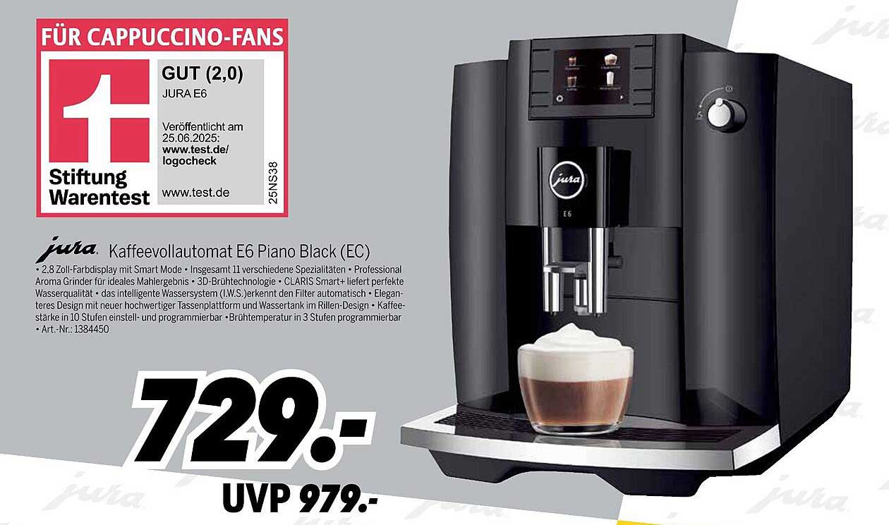 JURA Kaffeevollautomat E6 Piano Black (EC)