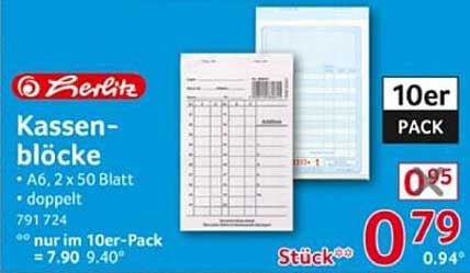 Kassenblöcke A6, 2 x 50 Blatt – 10er Pack