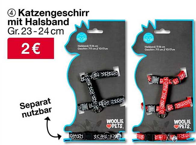 Katzengeschirr mit Halsband von Woolie Pets