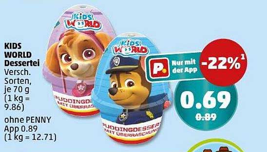 KIDS WORLD Dessert mit Überraschung – Nur 0,69 €