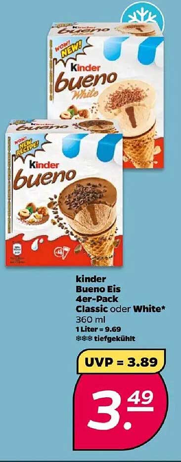 kinder Bueno Eis 4er-Pack Classic oder White 360 ml