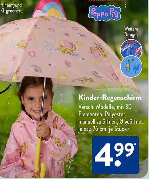 Kinder-Regenschirm mit Peppa Wutz Design