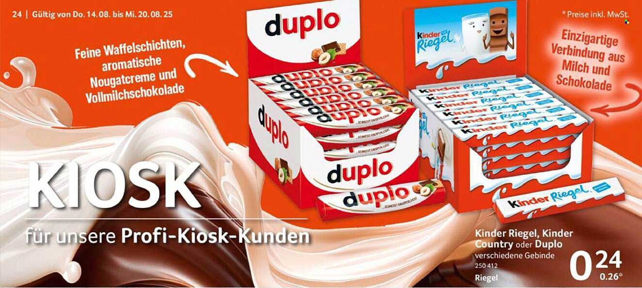 Kinder Riegel, Kinder Country oder Duplo - verschiedene Gebinde