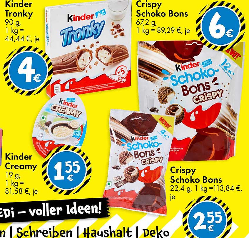 Kinderschokolade Angebote – Kinder Trony, Kinder Creamy und Kinder Schoko Bons