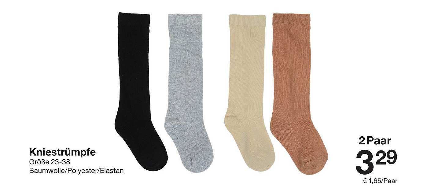 Kniestümpfe in verschiedenen Farben - 2 Paar für nur 3,29 €