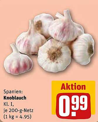Knoblauch Kl. I aus Spanien, je 200-g-Netz für nur 0,99 €