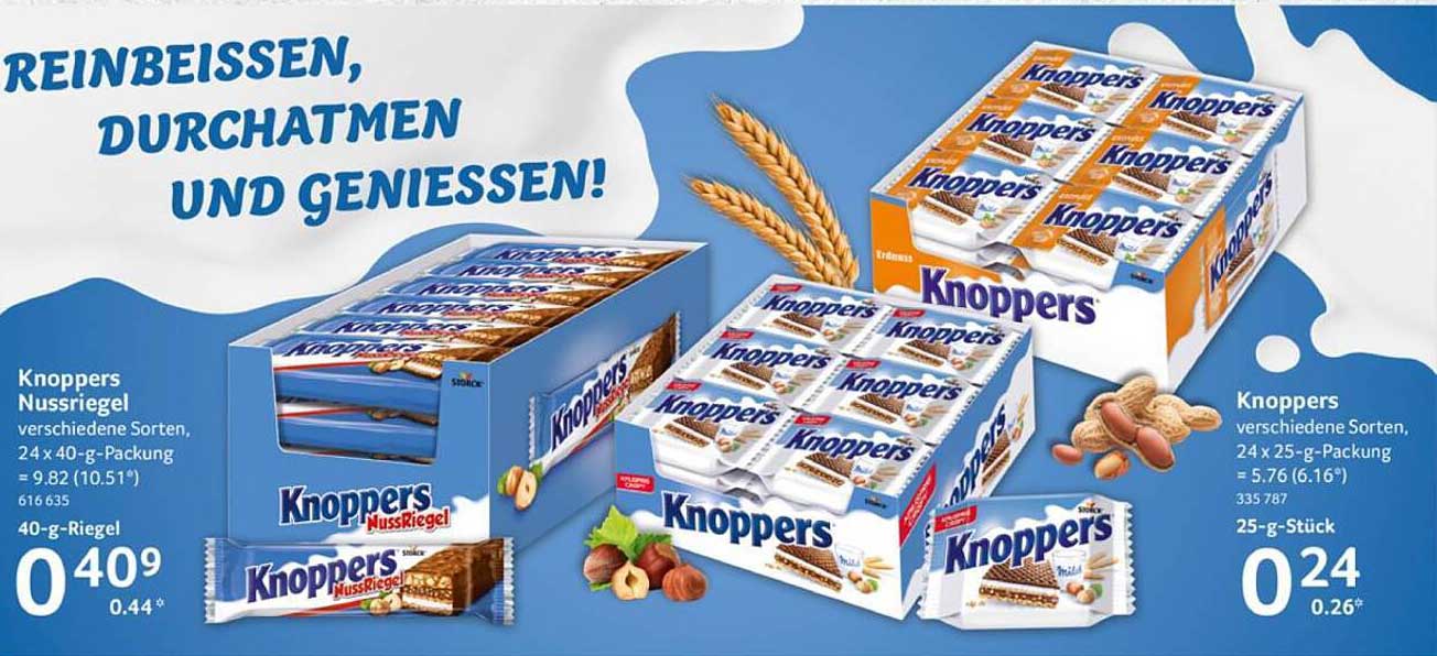 Knoppers Nussriegel - verschiedene Sorten, 24 x 40-g-Packung