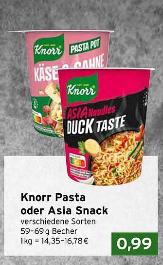 Knorr Pasta oder Asia Snack – verschiedene Sorten