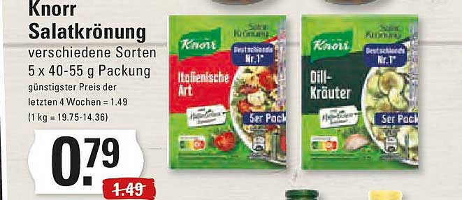 Knorr Salatkörung verschiedene Sorten 5 x 40-55 g Packung