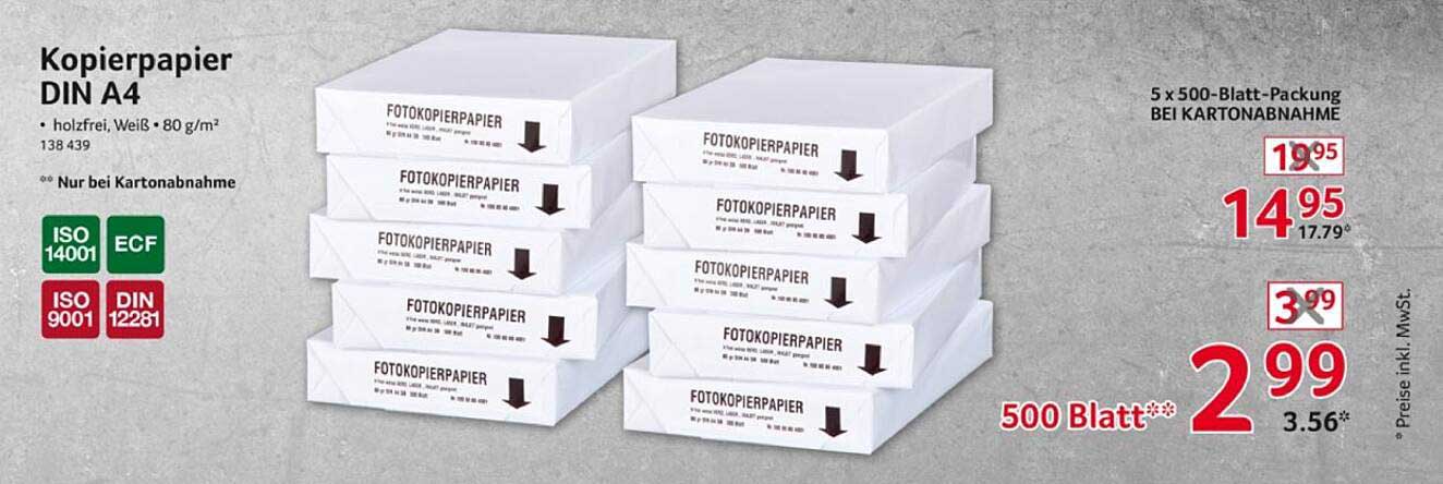 Kopierpapier DIN A4 - 500 Blatt Packung