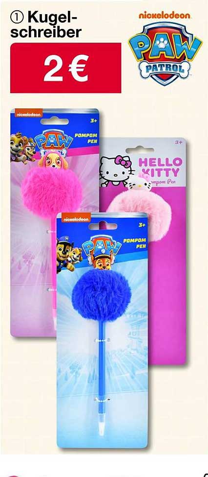 Kugelschreiber - PomPom Pen von PAW Patrol und Hello Kitty