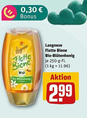 Langnese Flotte Biene Bio-Blütenhonig je 250-g-Fl.
