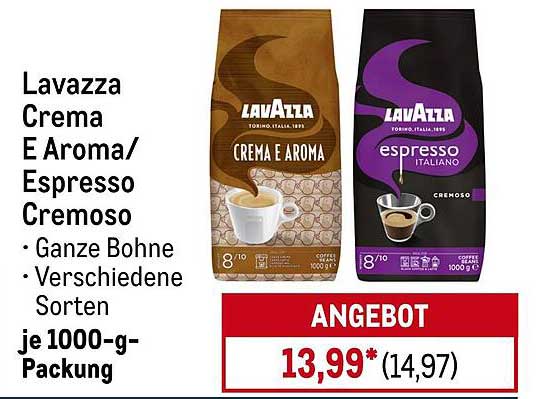 Lavazza Crema E Aroma/ Espresso Cremoso je 1000-g-Packung