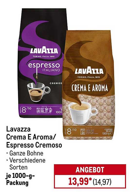 Lavazza Crema E Aroma / Espresso Cremoso – je 1000-g-Packung