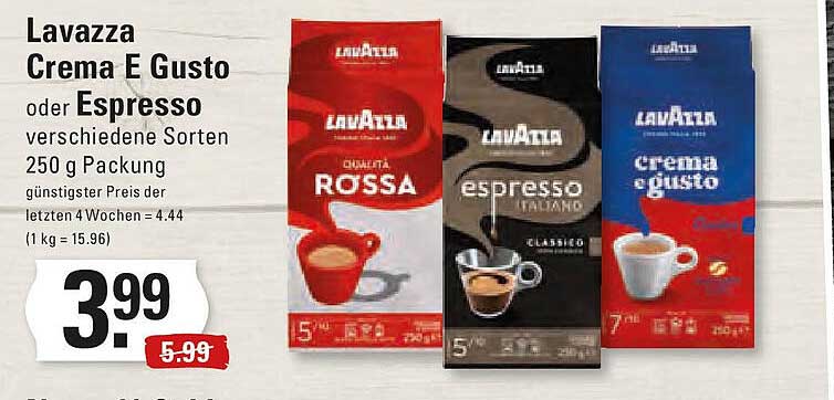 Lavazza Crema E Gusto oder Espresso verschiedene Sorten 250 g Packung