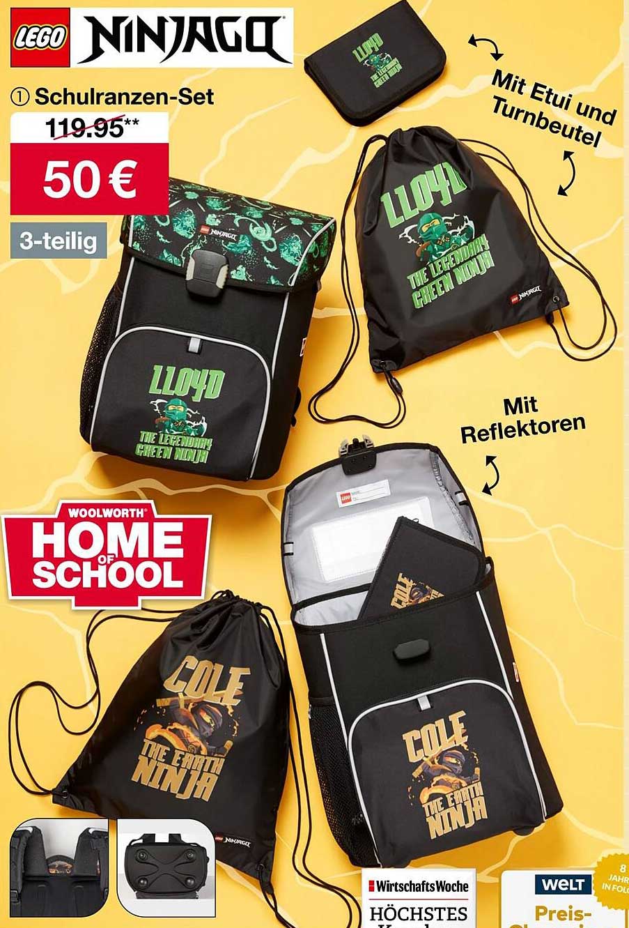Lego Ninjago Schulranzen-Set 3-teilig