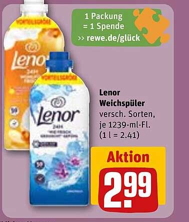Lenor Weichspüler verschiedene Sorten, je 1239-ml-Fl.