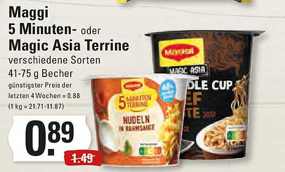 Maggi 5 Minuten- oder Magic Asia Terrine verschiedene Sorten 41-75 g Becher