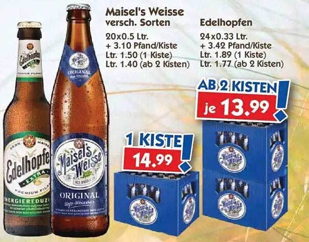 Maisel's Weisse & Edelhopfen – Verschiedene Sorten im Angebot