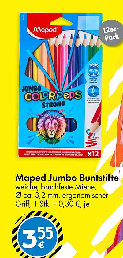 Maped Jumbo Buntstifte, 12er-Pack