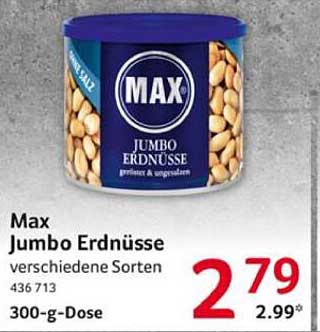 Max Jumbo Erdnüsse - verschiedene Sorten