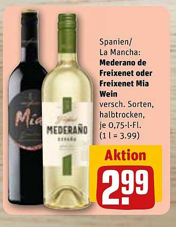 Mederano oder Freixenet Mia Wein - halbtrocken