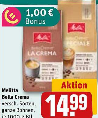 Melitta Bella Crema ganze Bohnen, je 1000-g-Btl.