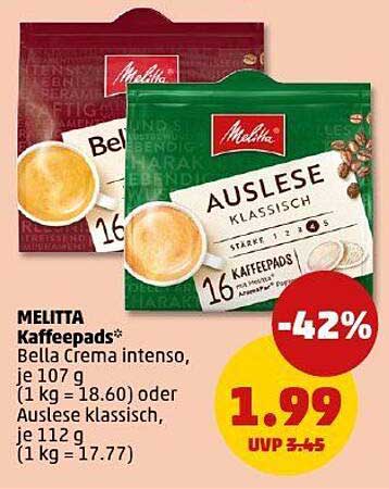 MELITTA Kaffee-Pads - Bella Crema intenso oder Auslese klassisch