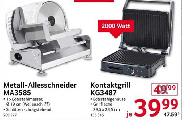 Metall-Allesschneider MA3585 und Kontaktgrill KG3487