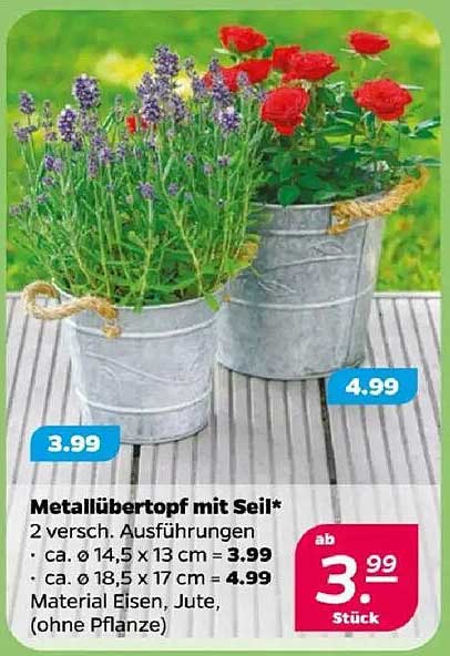 Metallübertopf mit Seil*