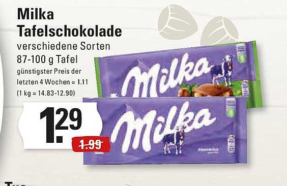 Milka Tafelschokolade verschiedene Sorten 87-100 g Tafel