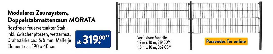 Modulares Zaunsystem, Doppelstabmattenzaun MORATA