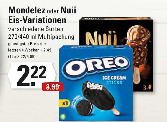 Mondelez oder Nuii Eis-Variationen 270/440 ml Multipackung