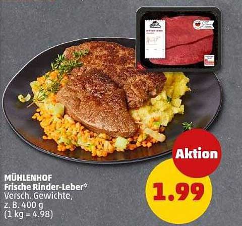 MÜHLENHOF Frische Rinder-Leber - Versch. Gewichte, z.B. 400 g