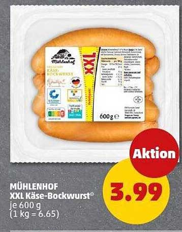 Mühlenhof XXL Käse-Bockwurst* je 600 g
